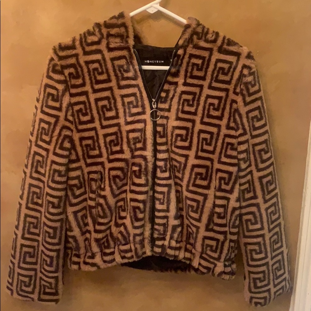 Brown and Black Fuzzy Jacket